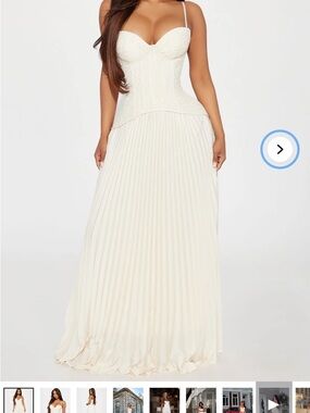 Fashion Nova Daniella Lace Corset Pleated Maxi Dress - Cream